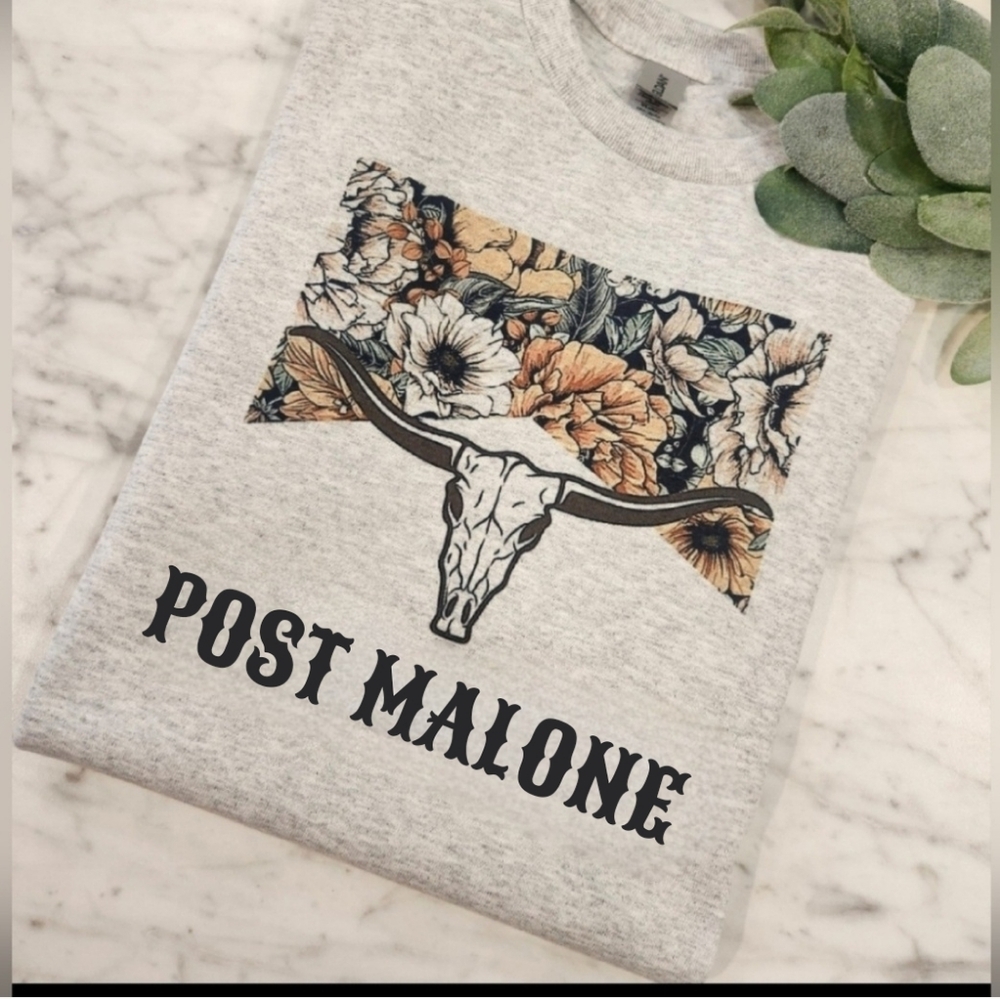 Post malone shirt floral bull skull cute popular trending country western